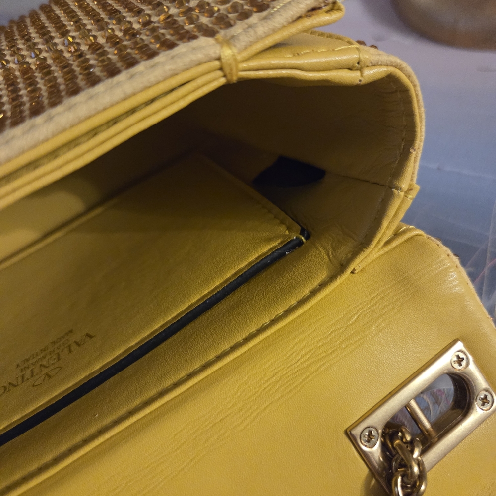 Gold Evening Crossbody Bag with Chain Strap - Picture 7 of 16
